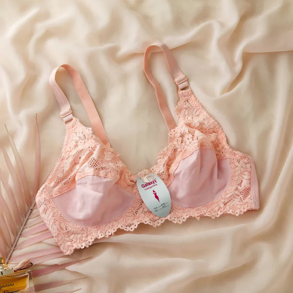 Intimate Daily Wear Half Cotton Half Net Bra Wireless Pack of 2 in
