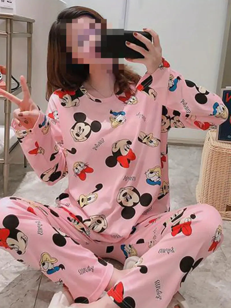 Ladies' Pajama Set Featuring Long Sleeves And Pants