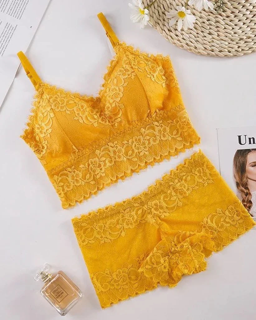 Intimate Mesh Bralette Bra Panty Set