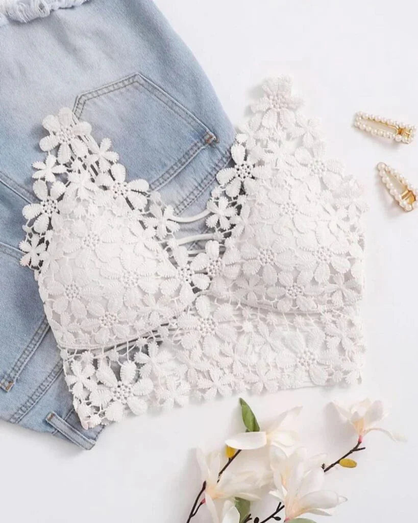 Butterfly Back Bralette Bra Net Crop Top