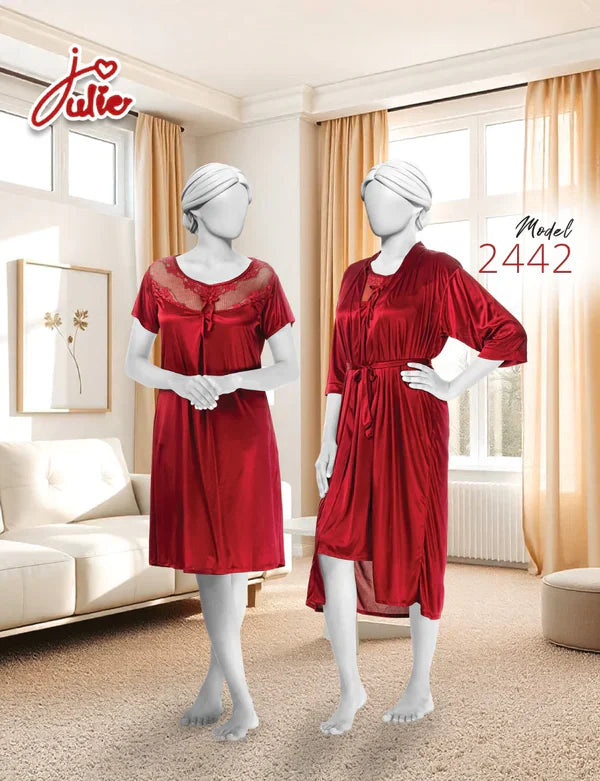 Intimate Silk Satin Nighty with Inner and Full Gown