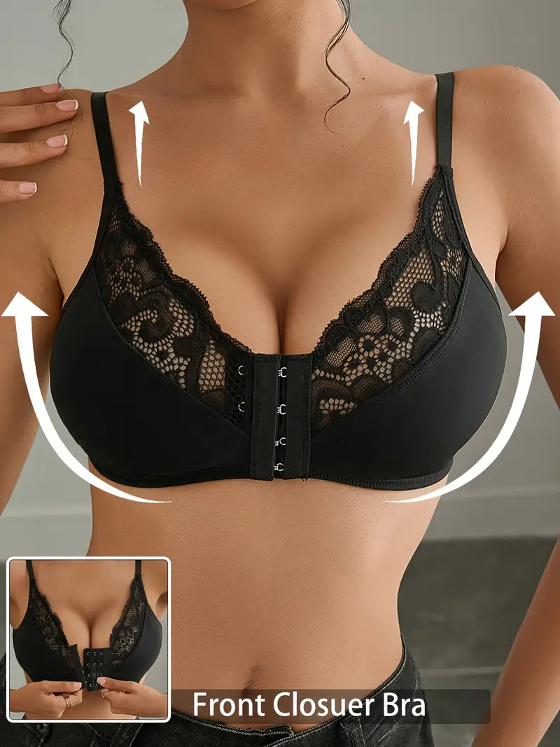 1pc Elegant Front Closure Wireless Bra